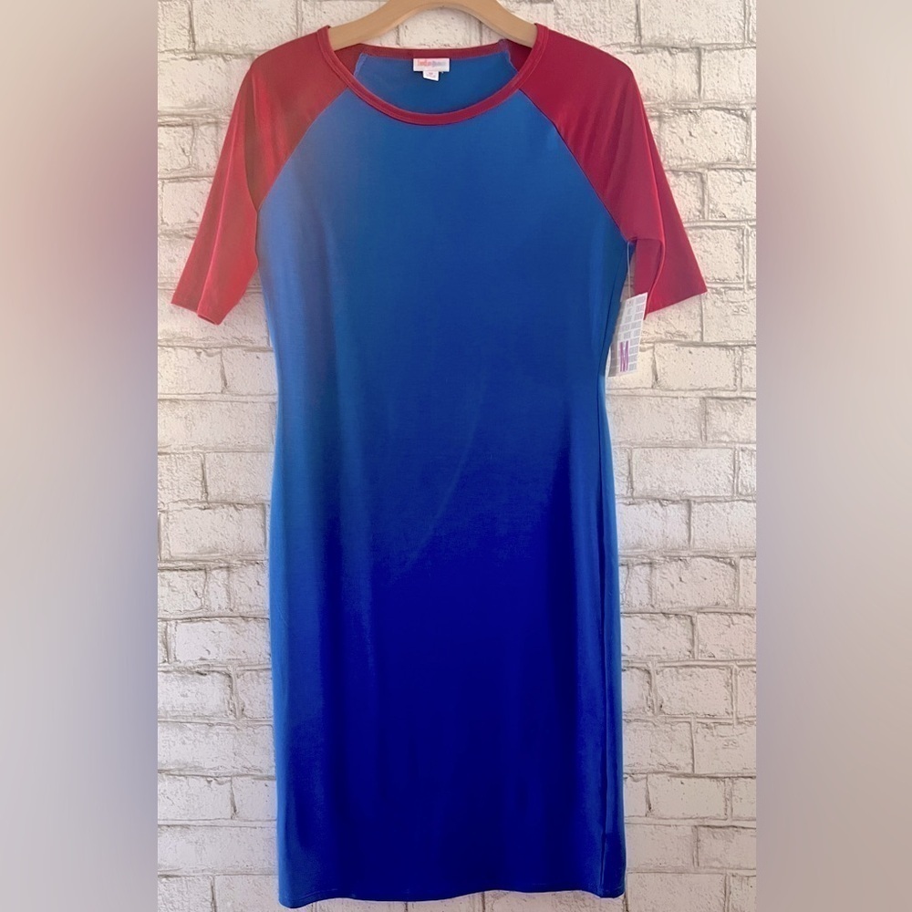 NEW!!! Lularoe Julia Solid Midi Dress Stretchy Size Medium Blue Red